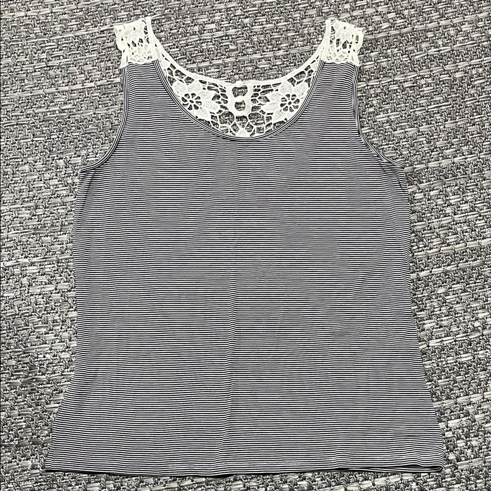 Striped Crochet Detailed Tank Top